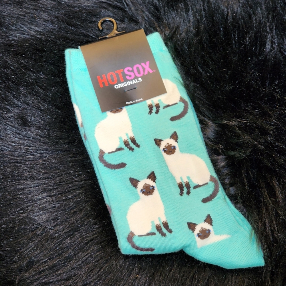 HotSox Mint Green Cat Pattern Socks
